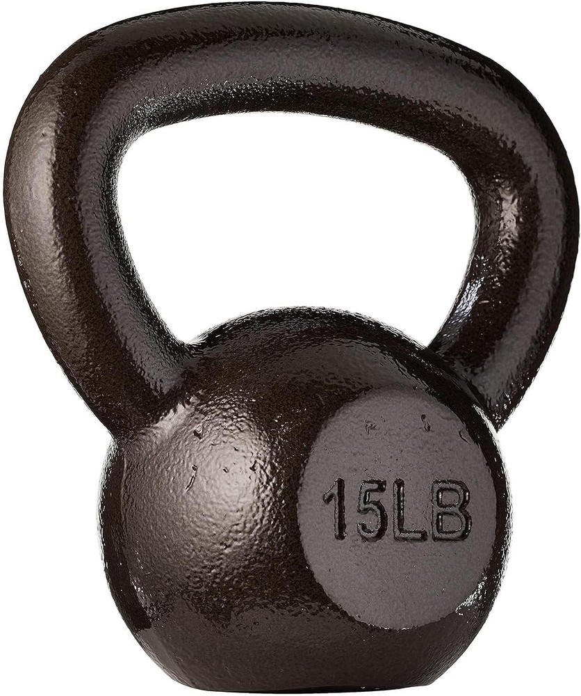 Solid Cast Iron Kettlebell 15 lbs - Portable & Reliable for Resistance Training