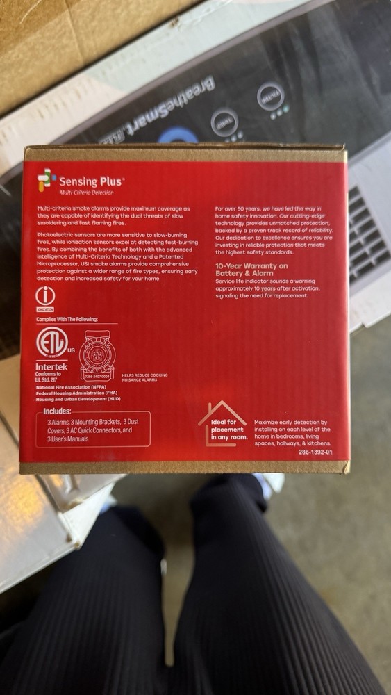 Universal Security (3-Pack) Hardwired & 10-Year Battery Smoke Detector