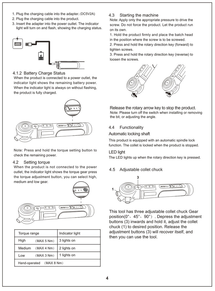 MST 3 Speed Multi Angle Electric Screwdriver Adjustable Mini GRIP Handheld USB C