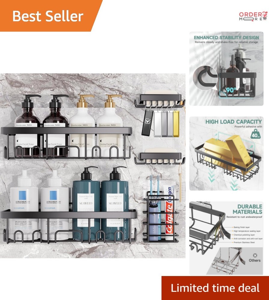 Efficiency in Style: 5-Piece Shower Shelf Set - Mildew Resistant & Lightweight