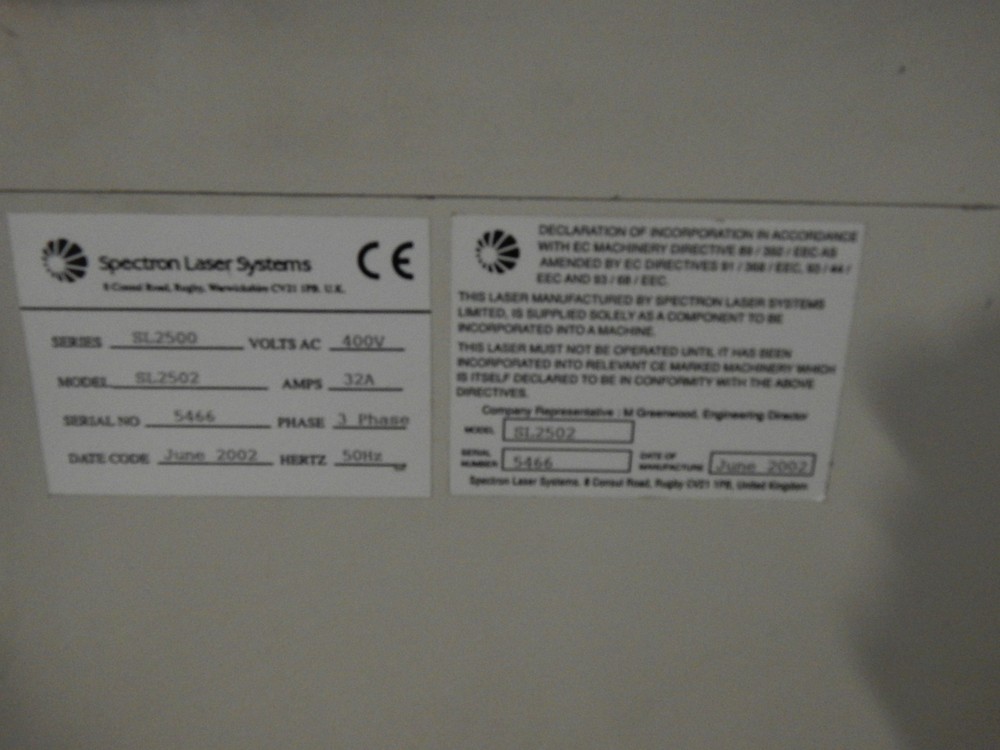 Spectron Laser System SL 2500 Series Model SL2502 32A