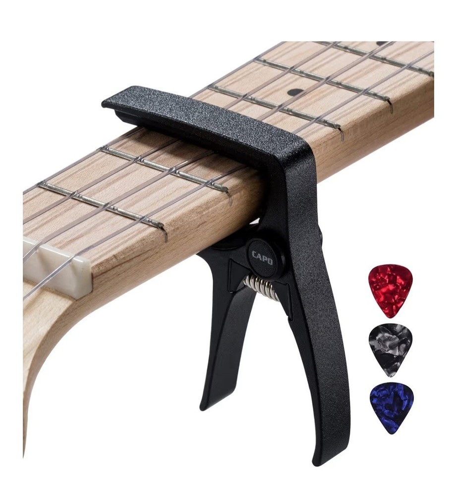 Ukulele Capo for 4 String Guitar and Mandolin, Mini Size Black