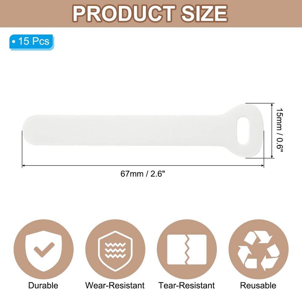 15 Pcs Leather Zipper Puller, 2.6" Zipper Sliders, White