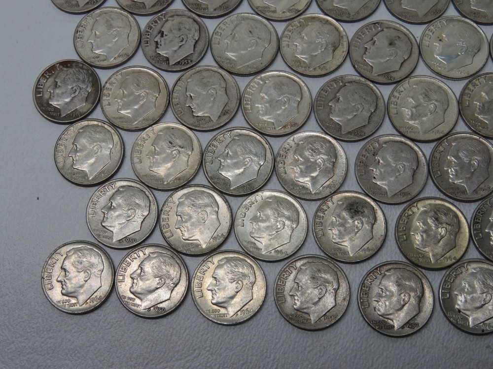 1960's Silver Dimes - 53 count, 84.61 dwt