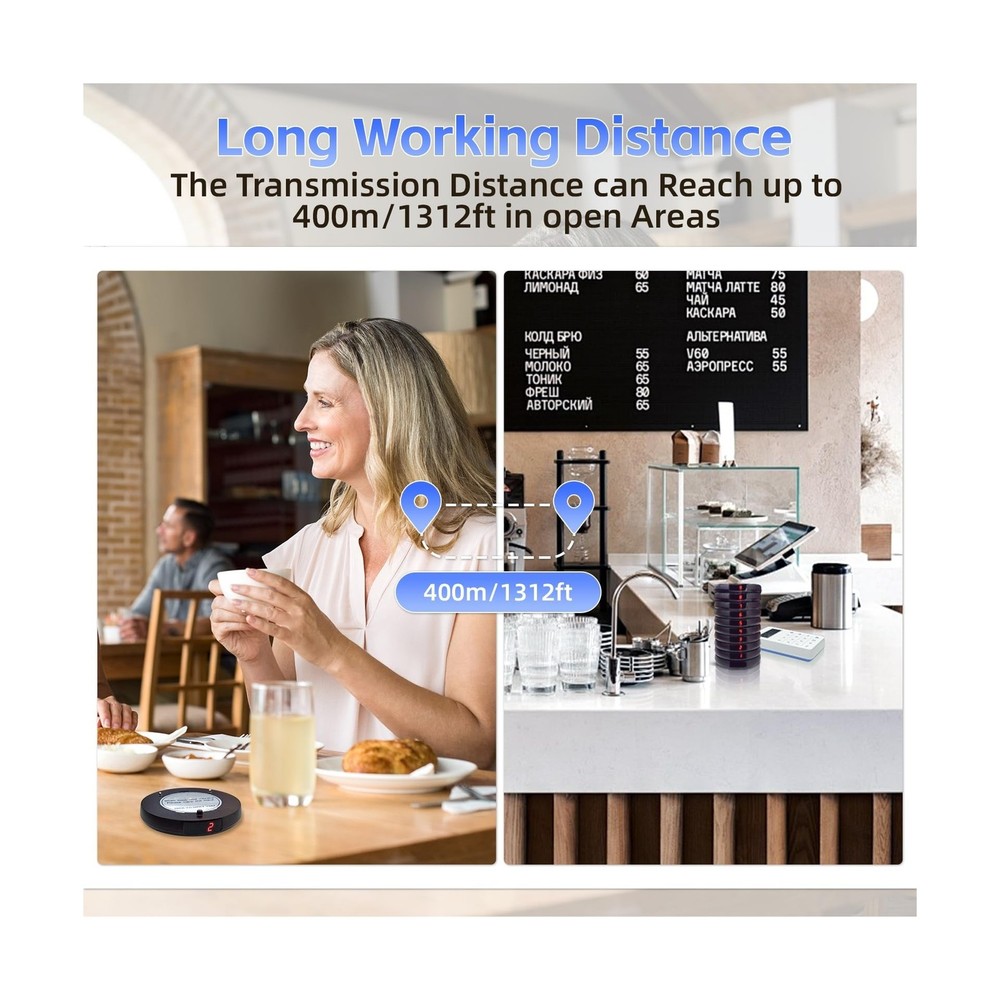 Pagers for Restaurants, 24 Coaster Beeper Restaurant Buzzer System with Beeps...