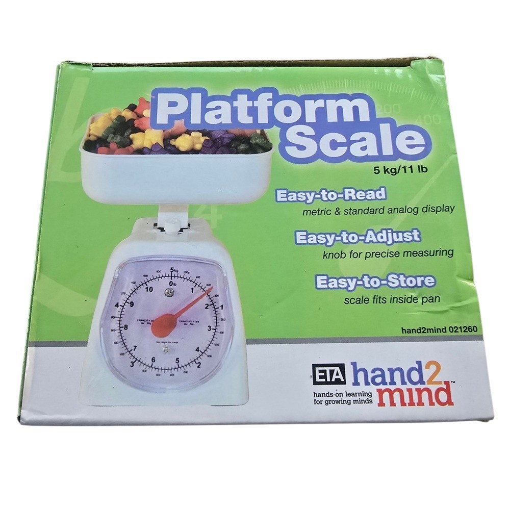 hand2mind Dual-Dial Analog Platform Scale Teach Homeschool White Red Dial Learn