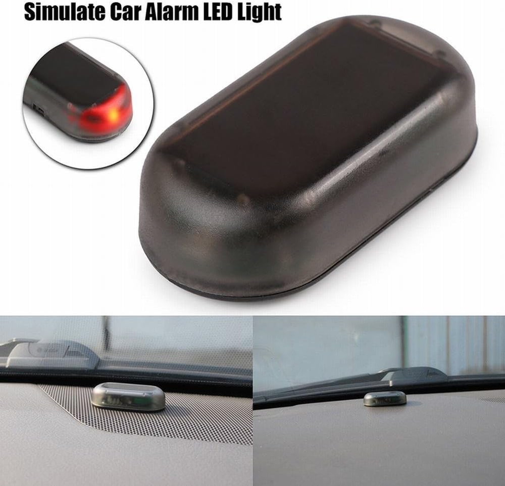 Solar Power Dummy Car Alarm Red LED Light Simulate Imitation Security System War