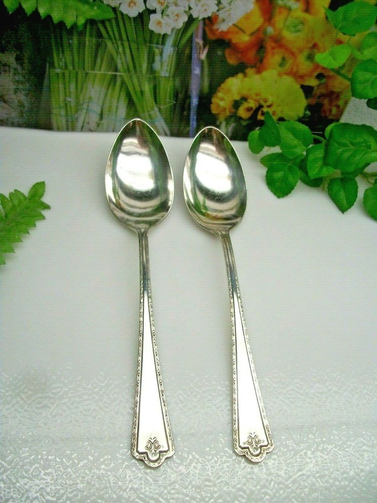 Vintage Oneida Rockford Silver  BRADFORD  Silverplate Solid Serving Spoons  1929