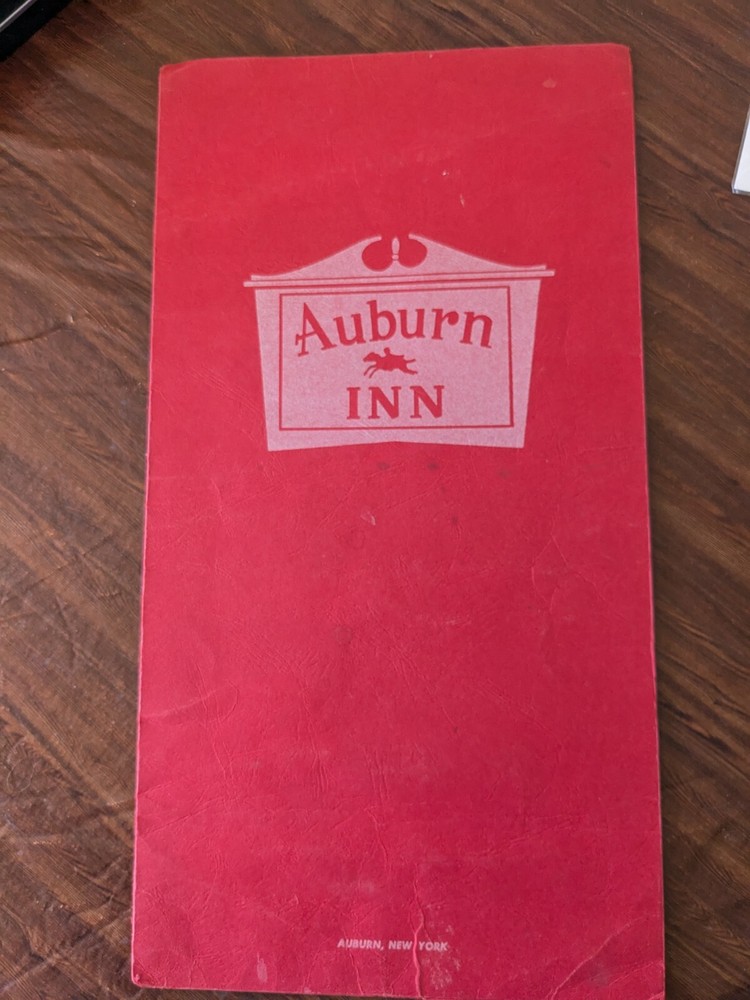 Vintage Menu Auburn Inn Auburn, NY