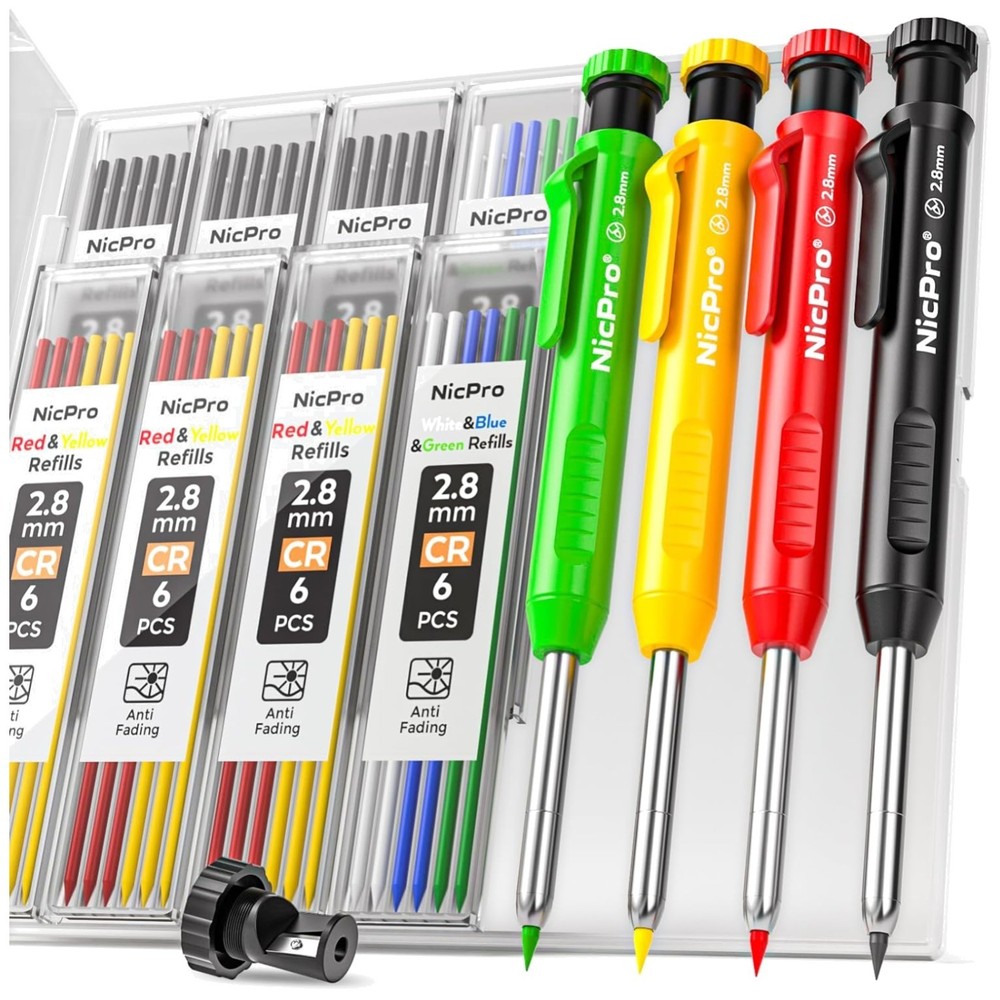 Professional Carpenter Pencil Set with Sharpener