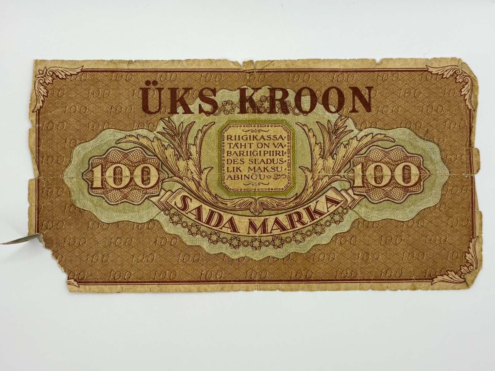 Estonia 1 Kroon/100 Marka 1923/1928 Well Circulated Banknote Foreign Currency