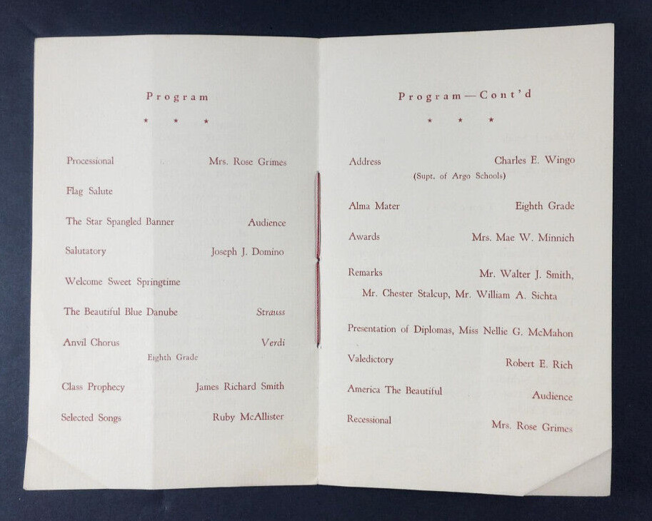 North Palos School Program 1945 Palos Illinois