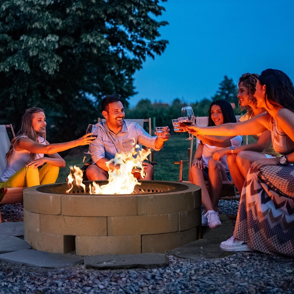 36 Inch Outer Round Smokeless Fire Pit Ring, 30 Inch Inner Double Layer Heavy...