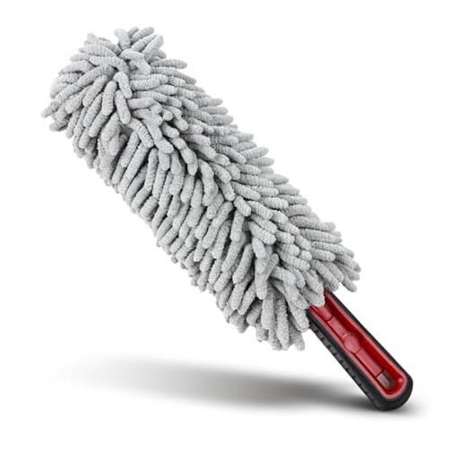 Car Duster Interior & Exterior, 13.78" Soft Microfiber Auto Duster Light Gray
