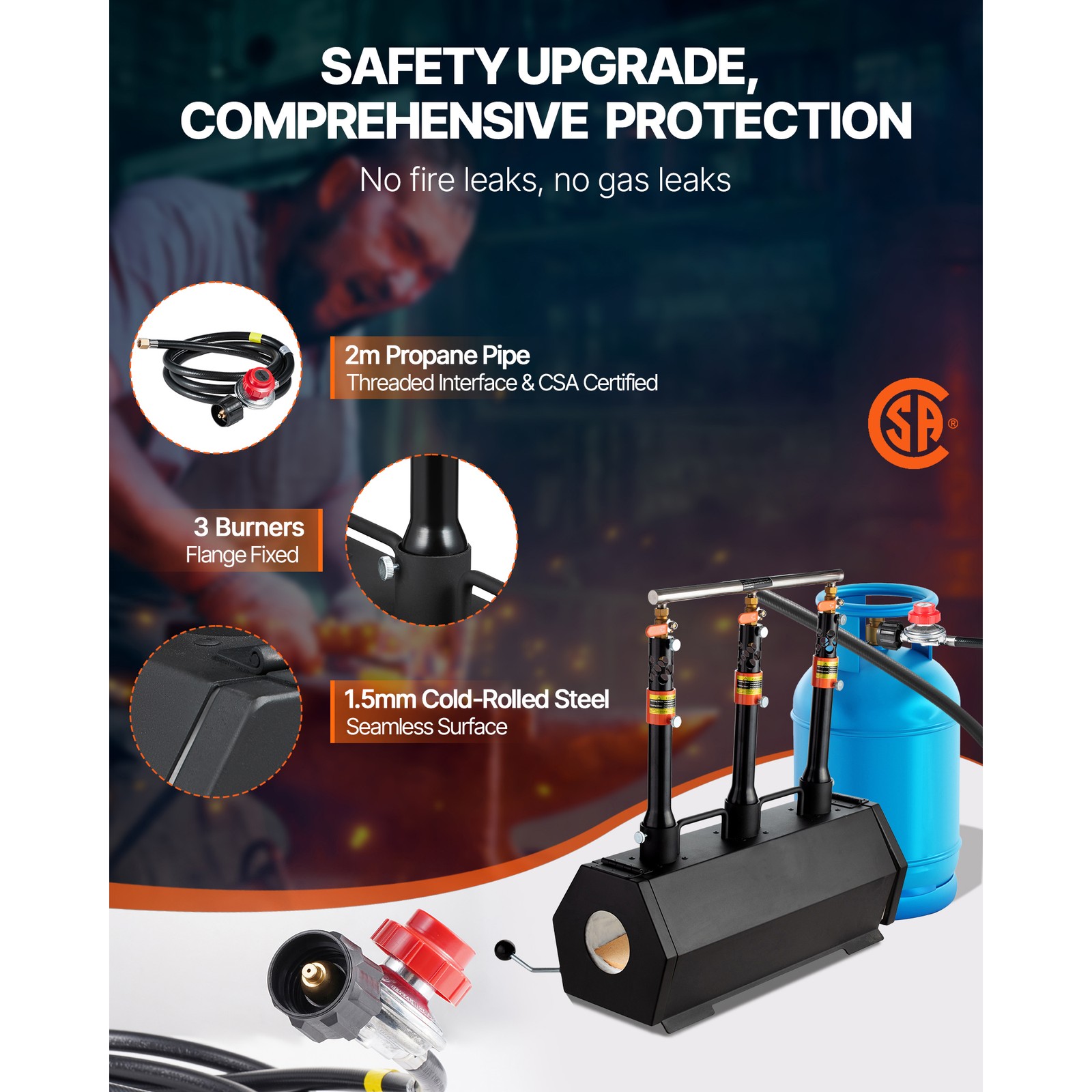 Uimoso Portable Propane Forge with 3 Burners for Metalwork and Knife Crafting