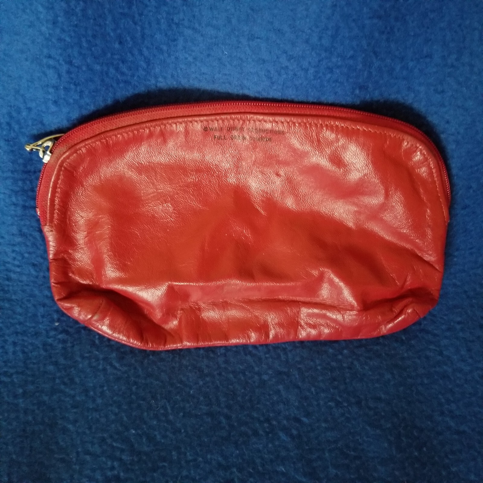 Disney Vintage Red Leather Mickey Mouse Small Zippered Cosmetic Bag Clutch