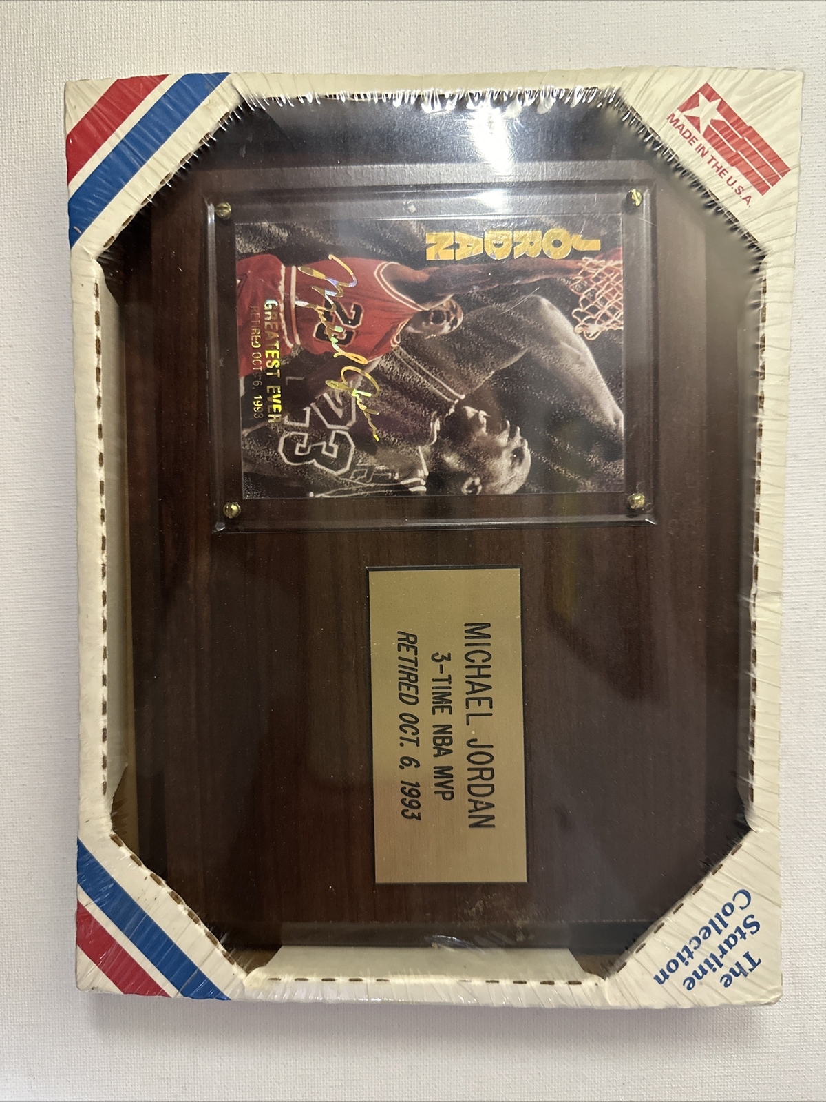 Michael Jordan Vintage Plaque Chicago Bulls 3 Time NBA MVP Sports Card