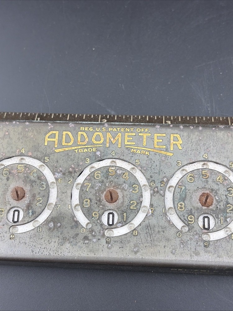Vintage Addometer Adding Machine Calculator & Stylus Pen Co Chicago Complete