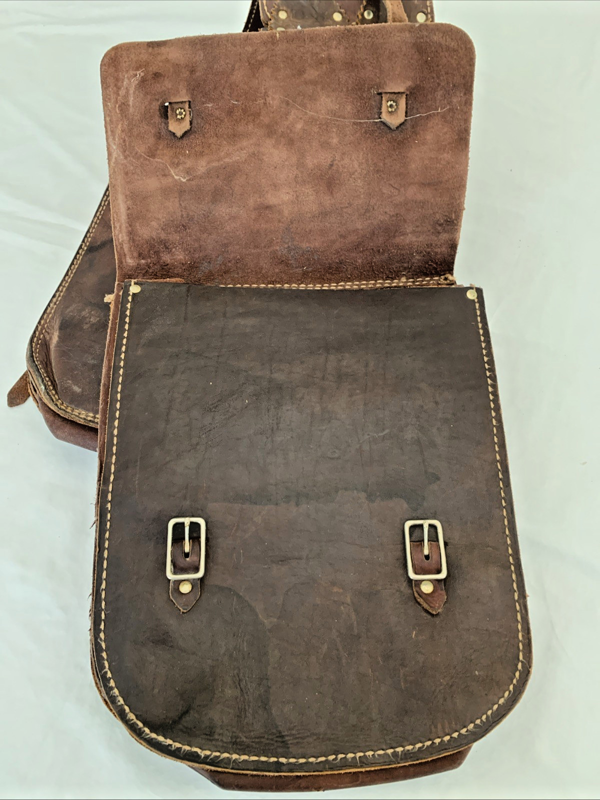 Vintage Leather Saddle Bags • Western Cowboy Horse Tack