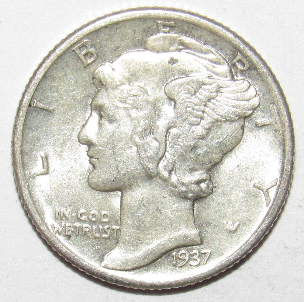 1937 Mercury Dime AU (K98)