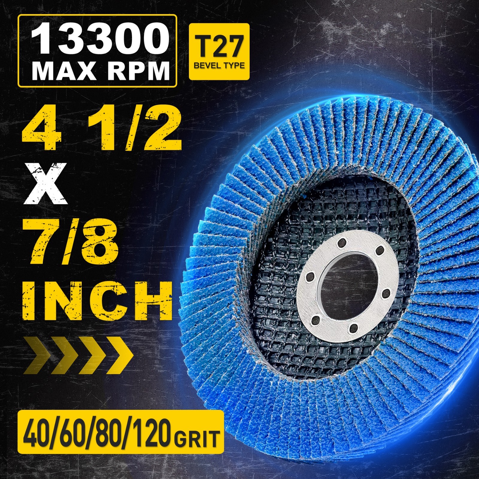 120 Pack 4-1/2" Zirconia Flap Discs 40/60/80/120 Grit Type 27 for Angle Grinder