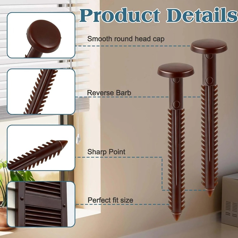 60Pcs 3 Inch Vinyl Shutter Fasteners, Window Shutter Panel Pegs Shutter Screws L