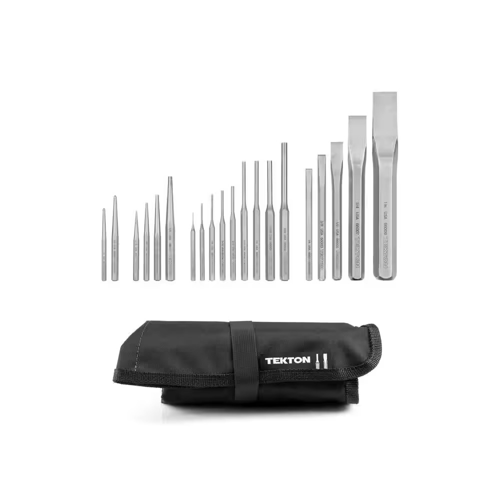 Punch and Chisel Set, 20-Piece (Center, Solid, Pin, Chisel) - Pouch
