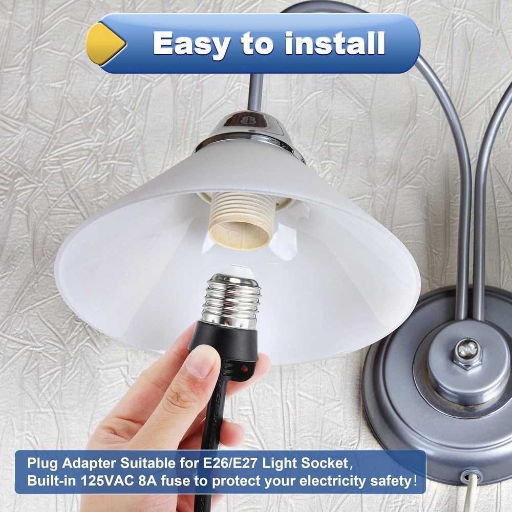 Feekoon 1 Pack 3 Prong Light Socket Outlet Adapter with On/Off Switch for...