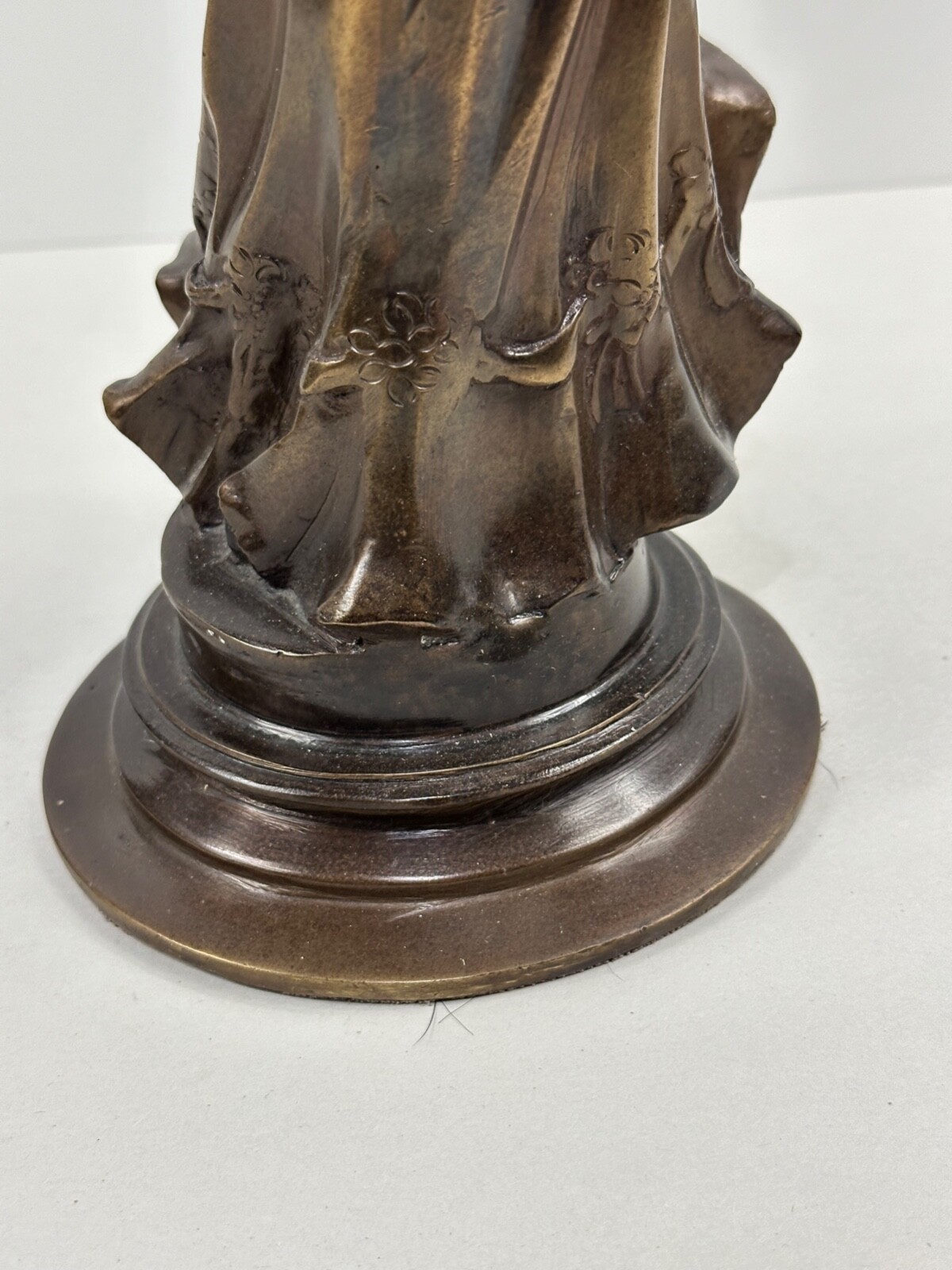 Vintage Victorian Lady Bronze Brass Statue Sculpture Holding Fan 13" High