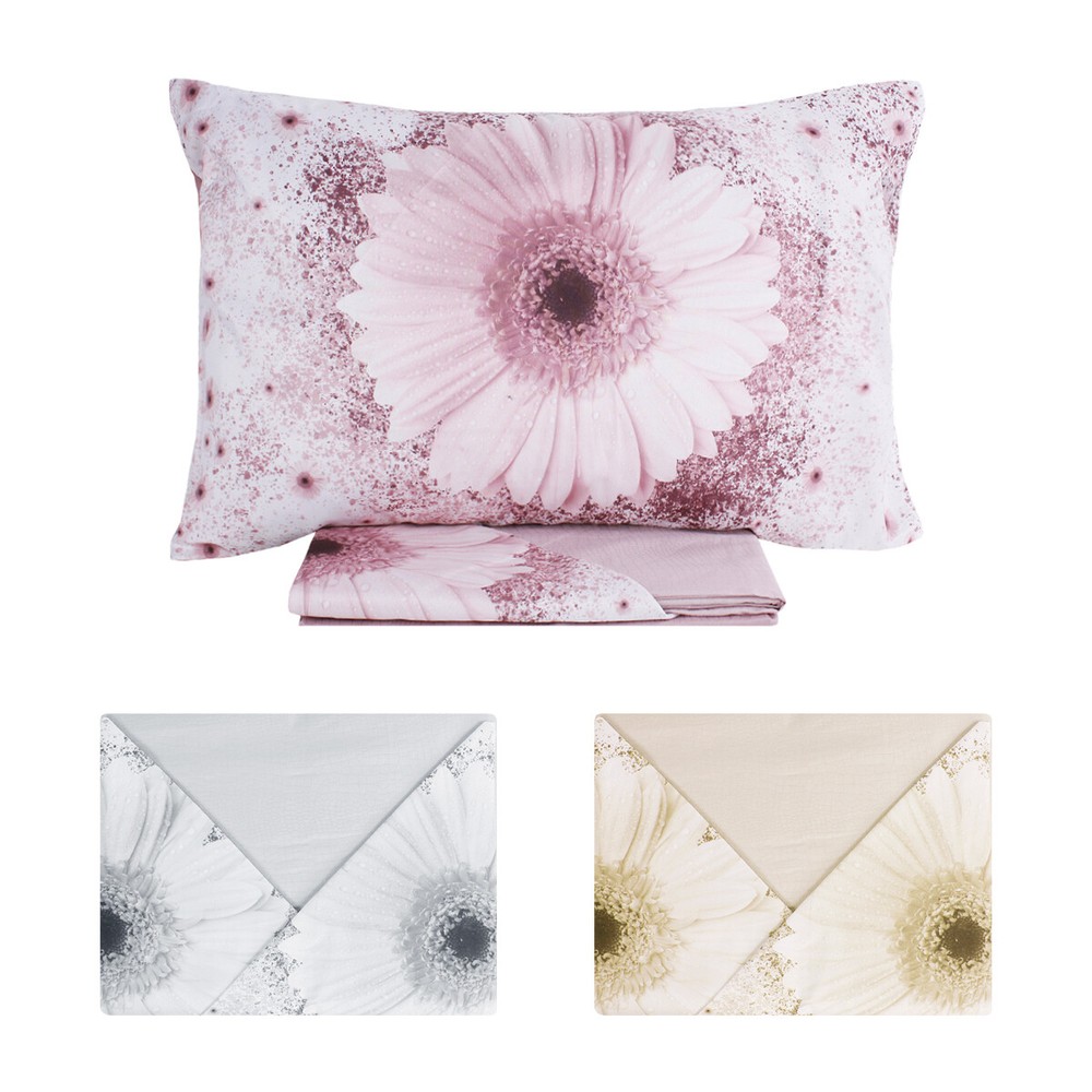 Full Bed Over Bed Sheet Set Solid Color Daisy Pillowcases