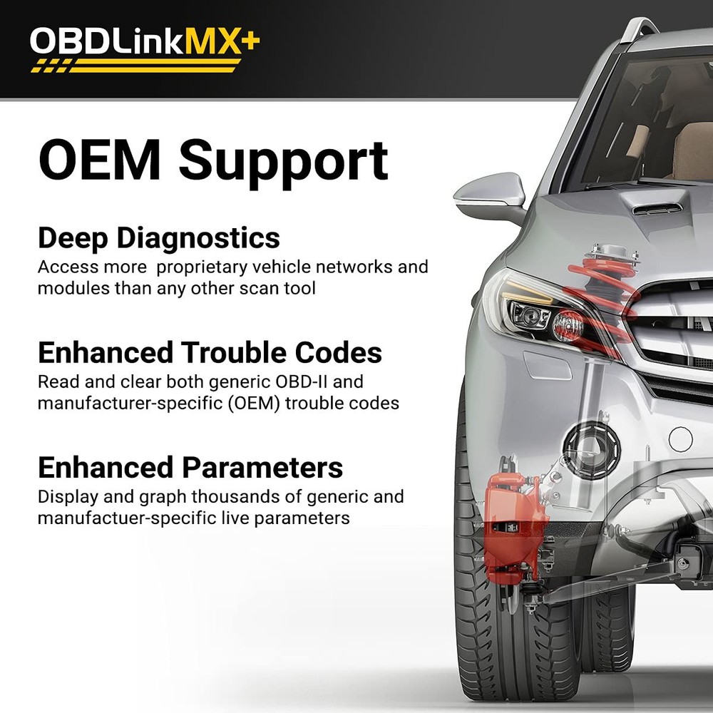 OBDLink MX+ OBD2 Scan Tool with Advanced OEM Diagnostics for iPhone Android