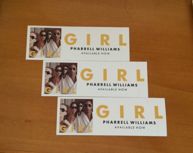 PHARRELL WILLIAMS -  "Girl" STICKERS - 3 COUNT -  Rectangular Stickers ~ NEW