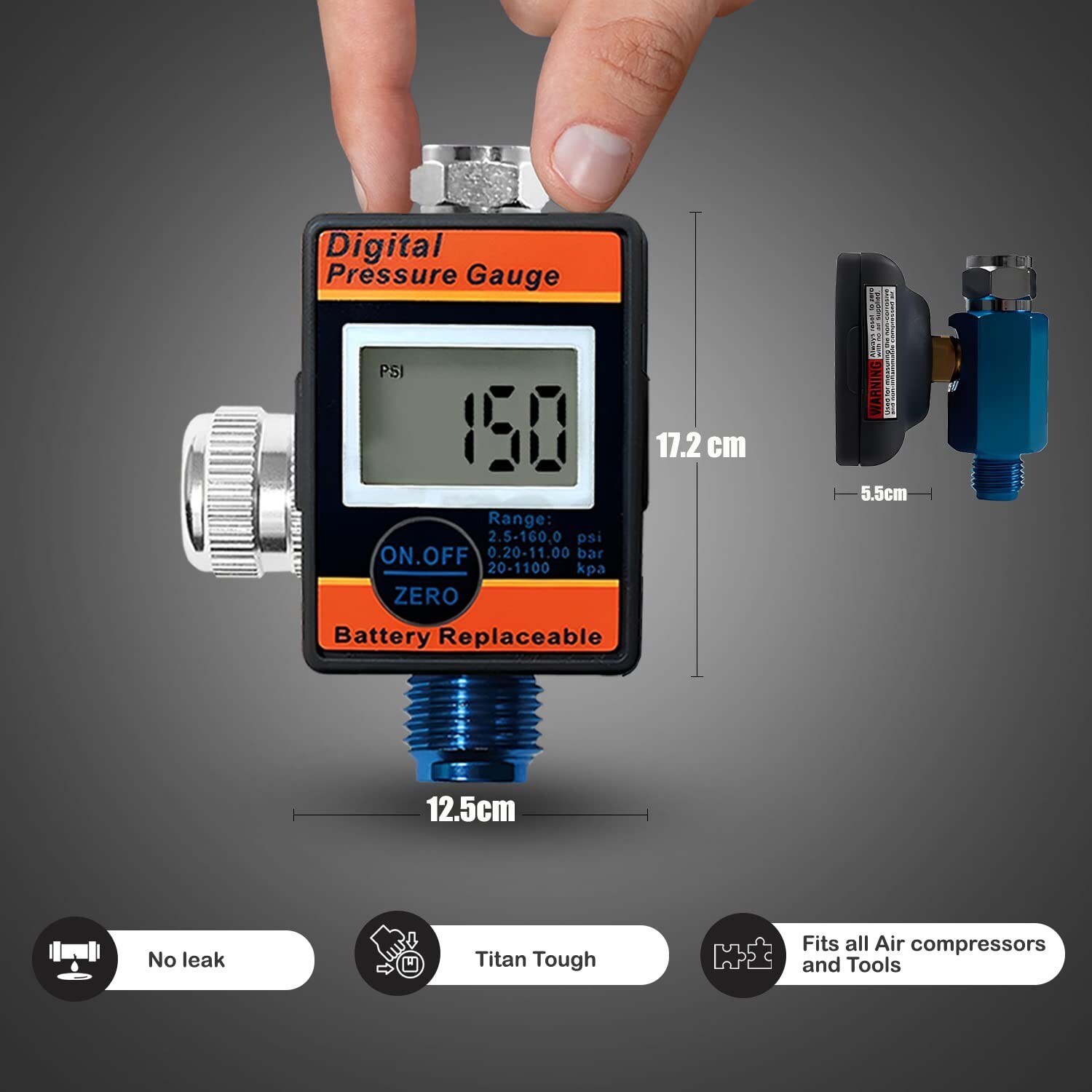 LE LEMATEC Digital Air Compressor Pressure Regulator and Gauge with LED Displ...