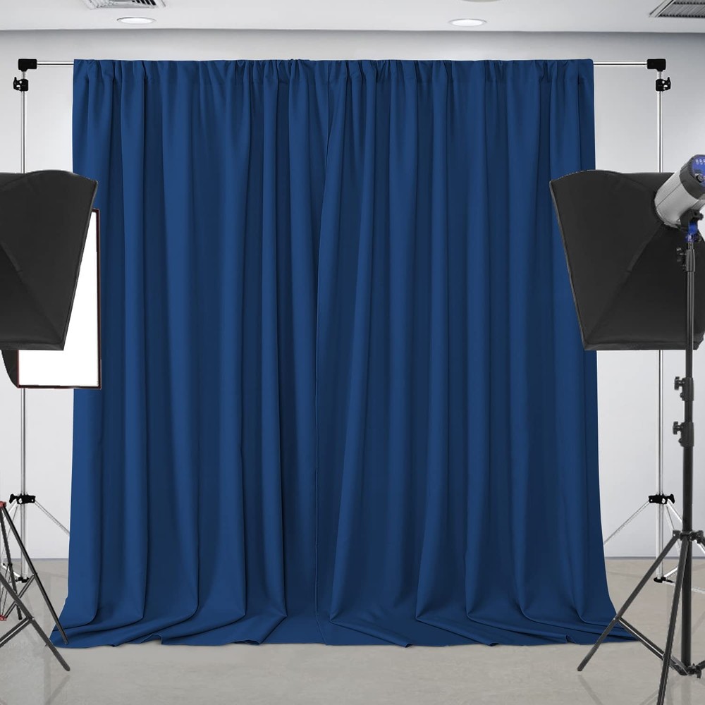 Blue Backdrop Curtains for Wedding, Polyester Backdrop Drapes for Photo Backg...