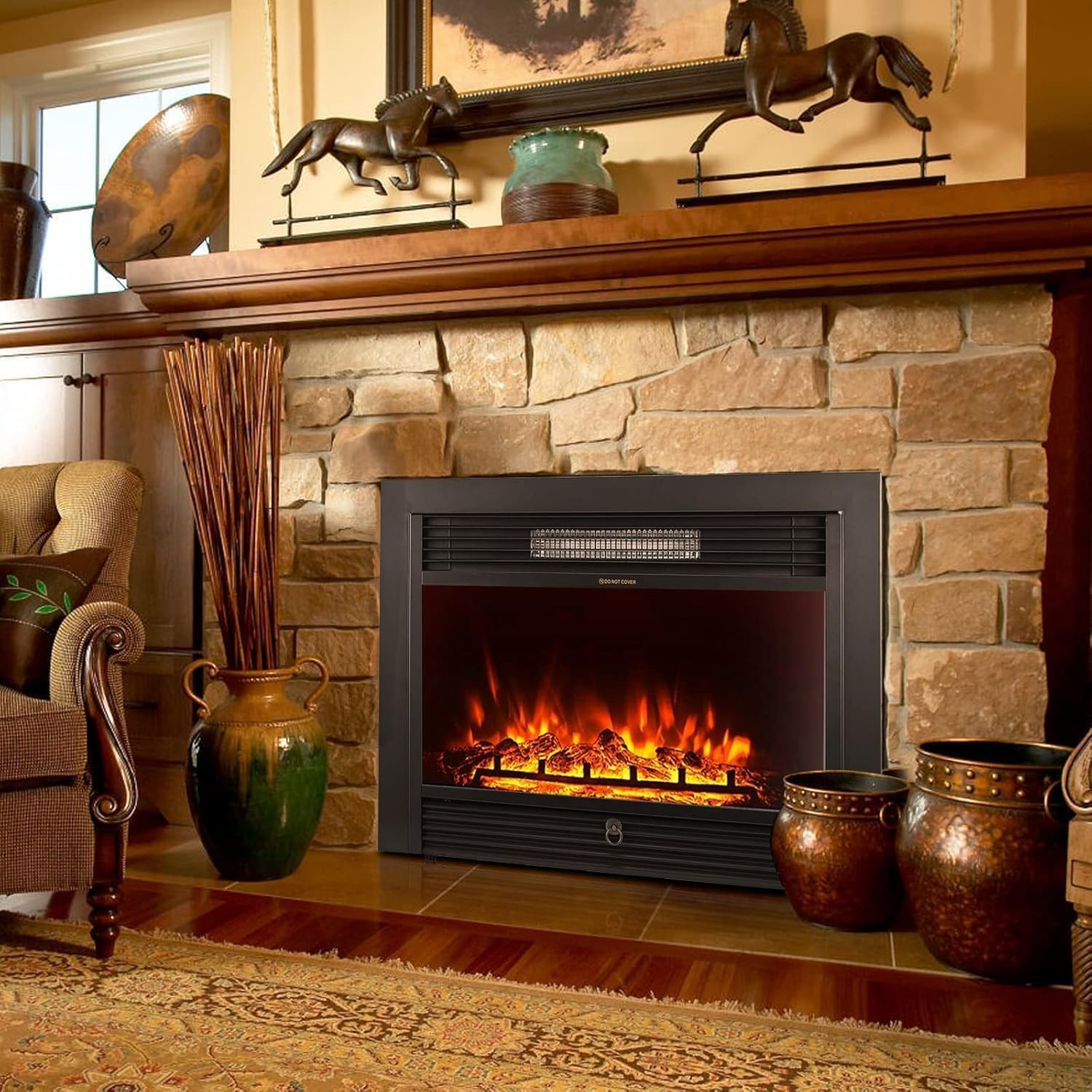 28.5" Electric Fireplace Insert Recessed/Mounted Fireplace with Remote Control