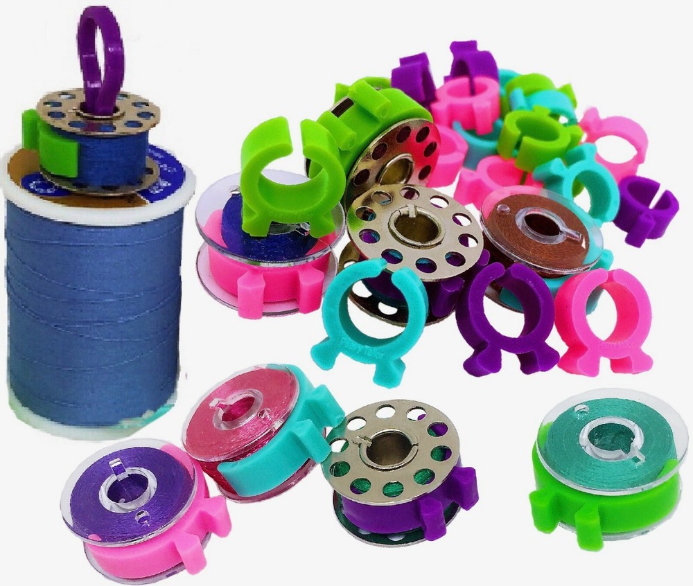 PeavyTailor 48Pcs (#12) Bobbin Holders Thread Clips Spool Huggers for Embroidery