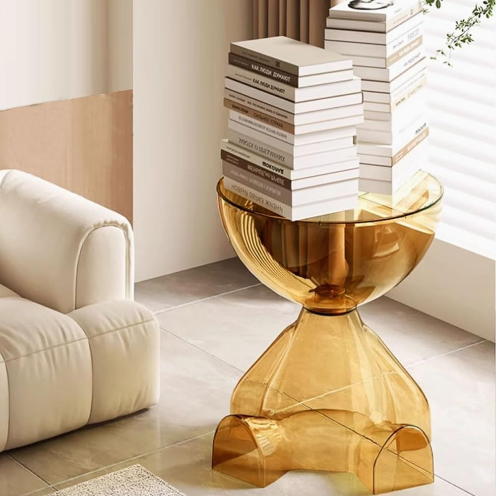 Transparent Yellow Circle Side Table - Versatile Accent for Any Space