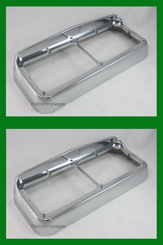 Headlight Bezel w/ Visor Dual Light Peterbilt Freightliner Kenworth -1 Set