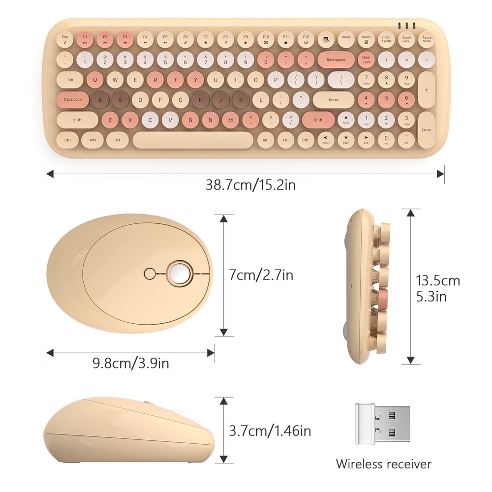 Wireless Keyboard and Mouse Combo, - Modern Compact Layout, Colorful Compact ...