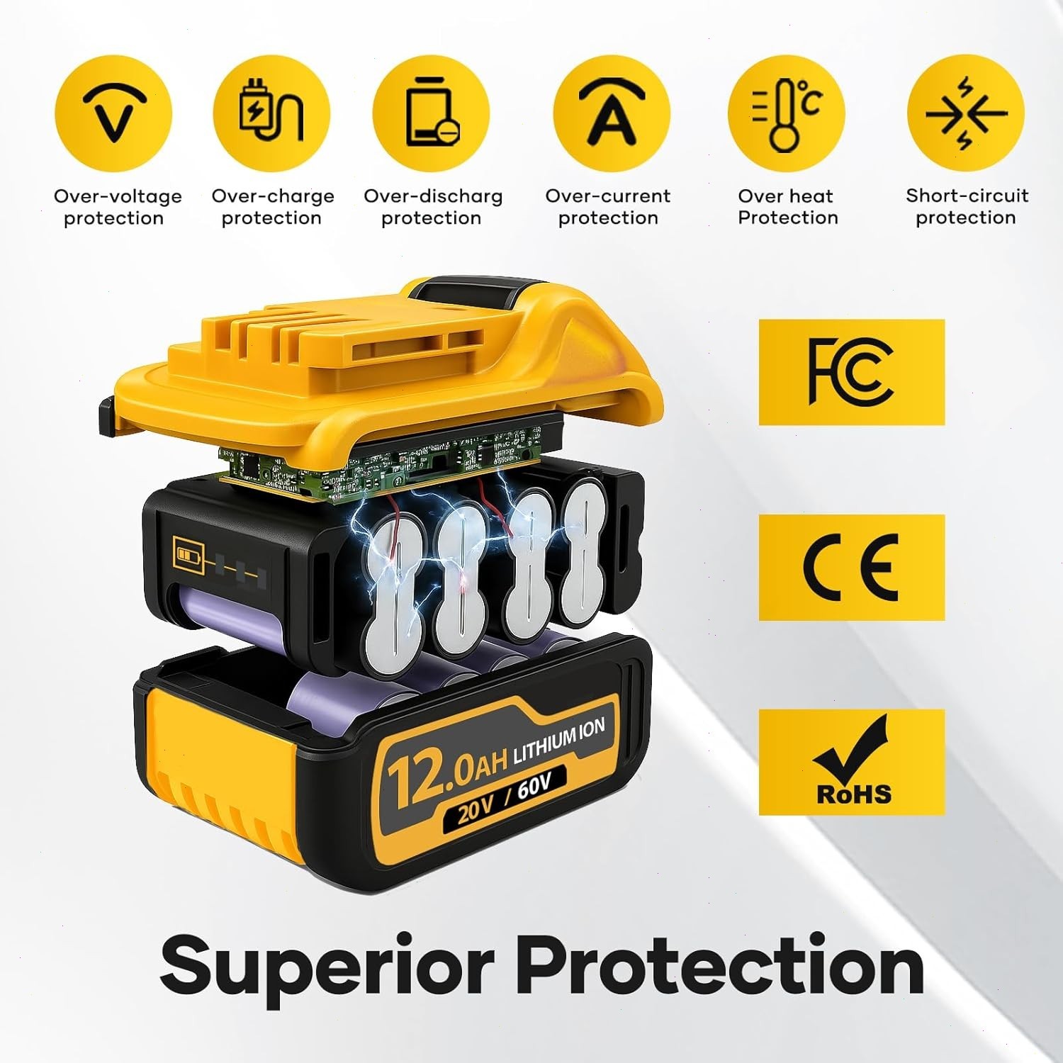 2Pack 12.0AH DCB609-2 For DEWALT DCB612 20V/60V MAX FLEXVOLT Lithium-Ion Battery