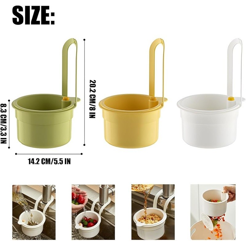 Touch Free Kitchen Sink Strainer Push Dump Efficient Drain Basket Storage Rack