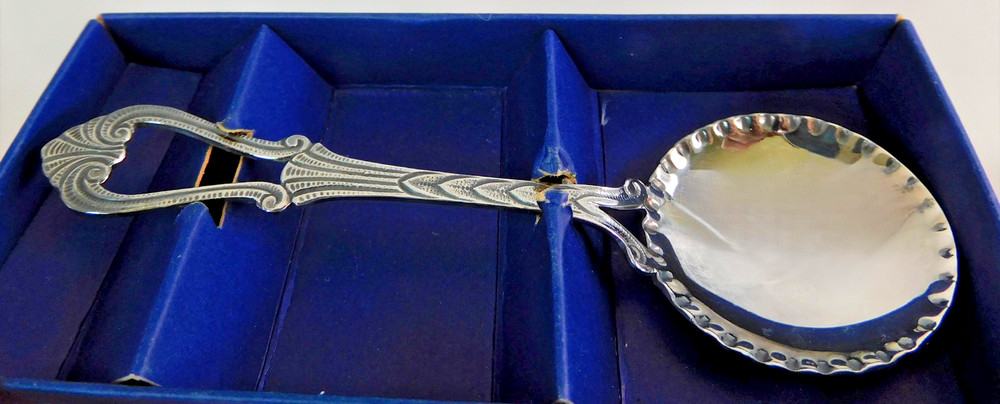 Strosked Swedish Silver Serving Spoon Plated Decorative Spoon NOS Original Box