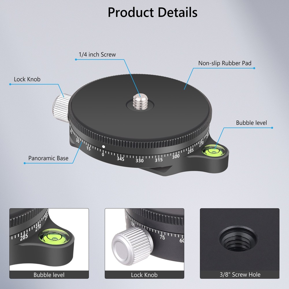 CNC Leveling Base Quick Horizontal Adjust Head Panoramic Panning Base Arca Plate