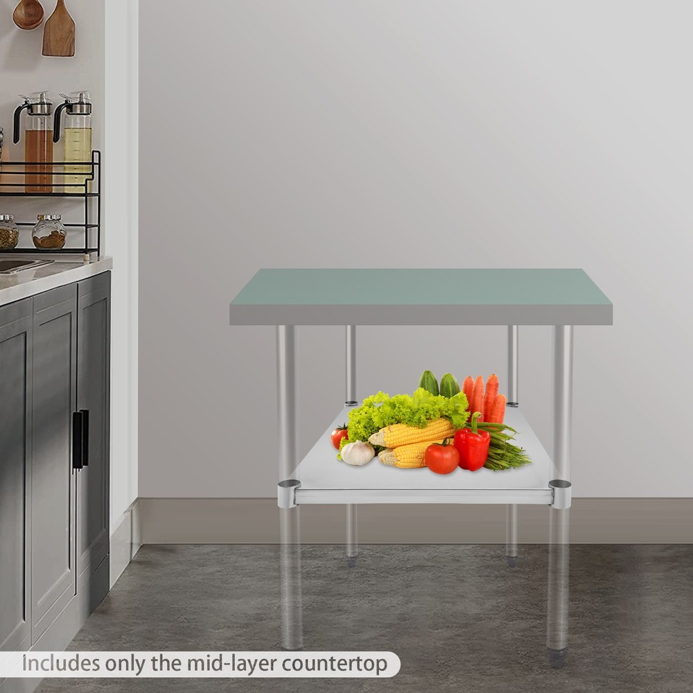 Stainless Steel Table Adjustable Lower Shelf Under Shelf Rectangular Work Table