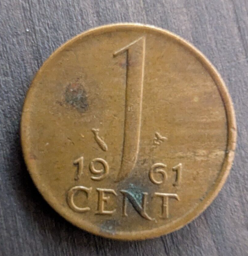 1961 Netherlands - 1 Cent - World Coin - Bronze