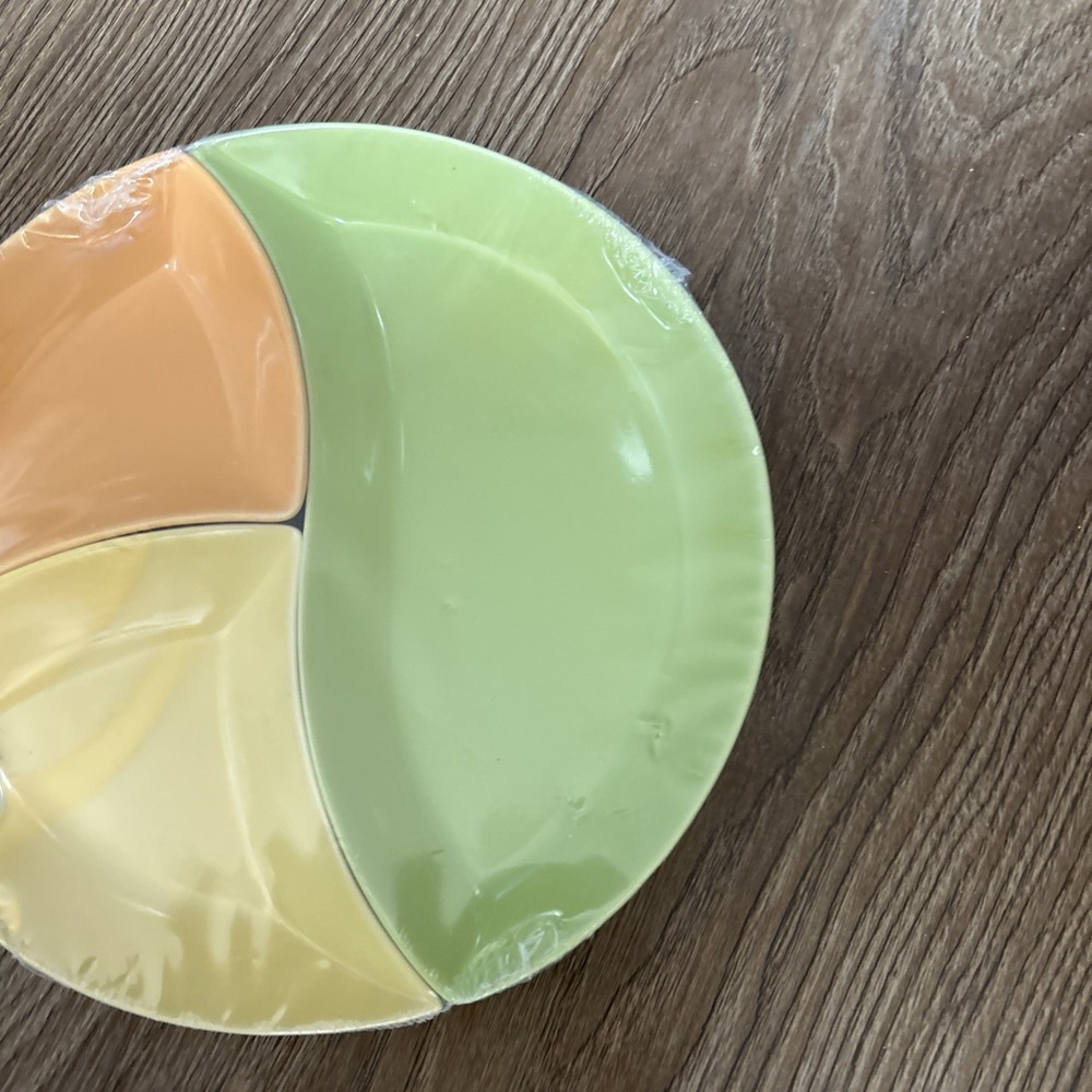 3 Pc Citrus Ceramic Snack Condiment Serving Set Round Appetizer Dish Multicolor