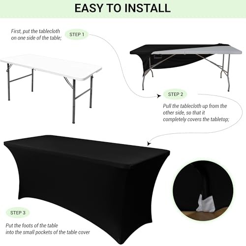 6ft Stretch Spandex Table Cover - 4 Pack Universal 6 Ft | 4 Pack Black