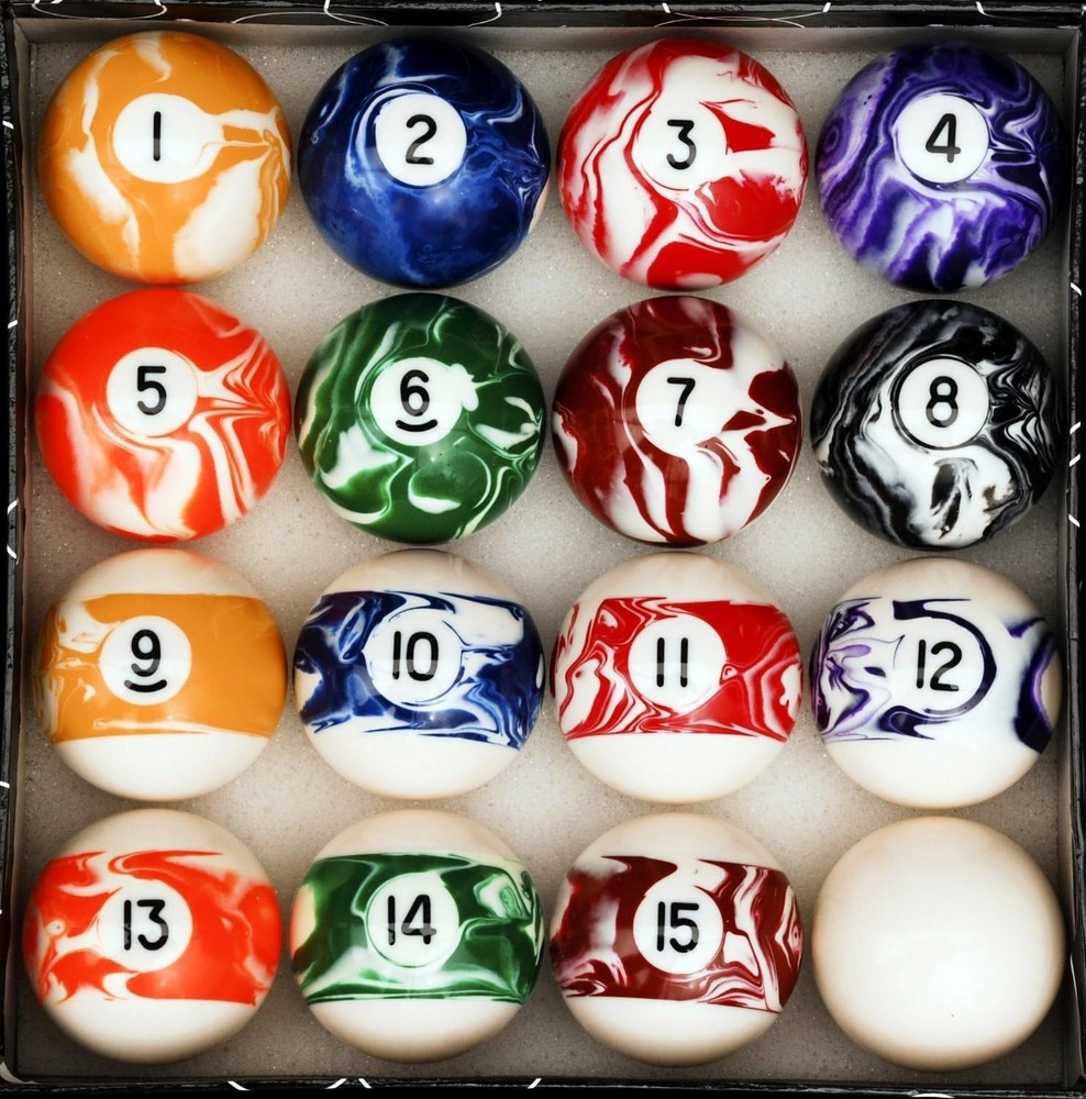 Professional Grade Pool Ball Set - Marble Finish