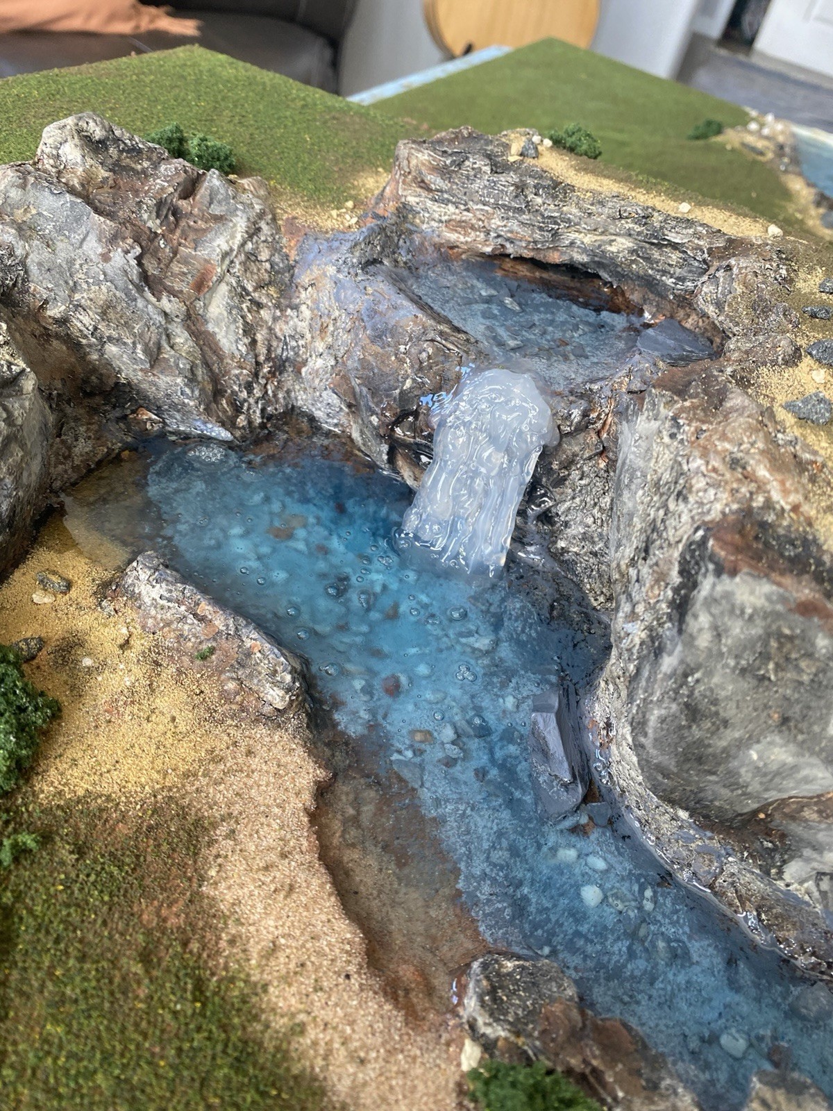 Painted Scenic Terrain Board with River and Hills for Miniature & War Games