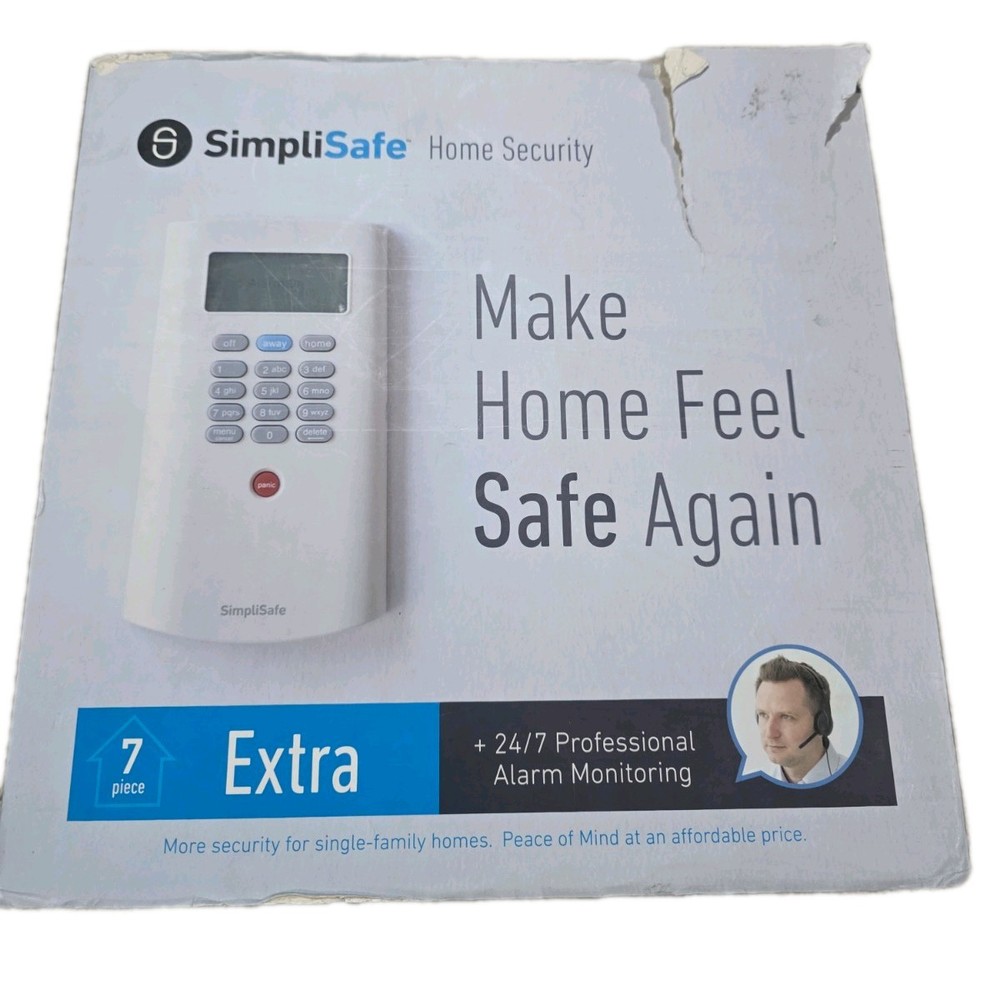 SimpliSafe Home Security System 7 PC Extra Original White New Damaged Box